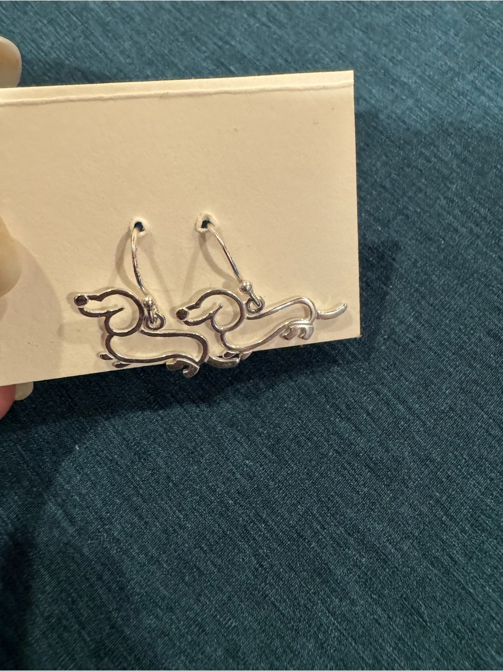 Silver Dachshund Dangle Earrings - Women's Cute Dog Silhouette Jewelry